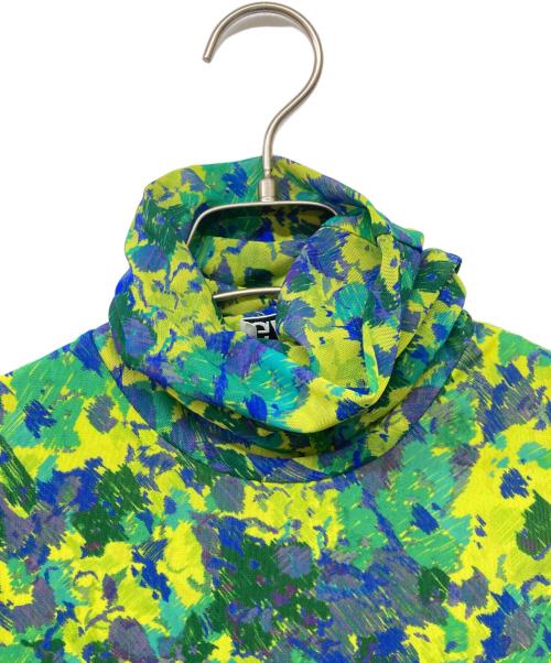 GANNI（ガニー）GANNI (ガニー) 総柄タートルネックカットソー グリーン サイズ:34の古着・服飾アイテム