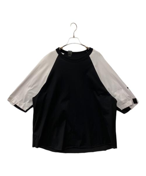 N.HOOLYWOOD（エヌ ハリウッド）N.HOOLYWOOD (エヌ ハリウッド) RAGLAN SLEEVE SHIRT ブラック×ホワイト サイズ:38の古着・服飾アイテム