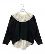 KUMIKYOKUクミキョク）の古着「デザインカラーブラウスコンビ ニット」｜ブラック×ホワイト
