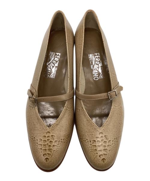 Salvatore Ferragamo（サルヴァトーレ フェラガモ）Salvatore Ferragamo (サルヴァトーレ フェラガモ) AUDREYフラットパンプス ベージュ サイズ:8の古着・服飾アイテム