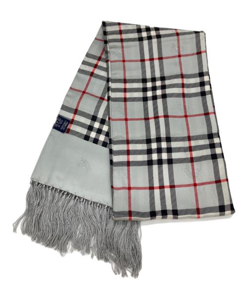 Burberry's（バーバリー）Burberry's (バーバリーズ) シルクチェックストール グレーの古着・服飾アイテム