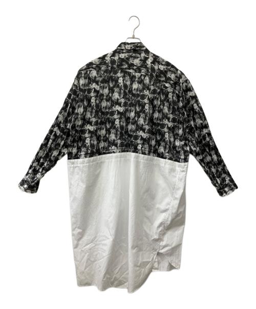 COMME des GARCONS HOMME PLUS（コムデギャルソンオムプリュス）COMME des GARCONS HOMME PLUS (コムデギャルソンオムプリュス) アシンメトリー 再構築 レイヤード ロングシャツ ブラック×ホワイト サイズ:Sの古着・服飾アイテム