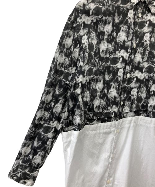 COMME des GARCONS HOMME PLUS（コムデギャルソンオムプリュス）COMME des GARCONS HOMME PLUS (コムデギャルソンオムプリュス) アシンメトリー 再構築 レイヤード ロングシャツ ブラック×ホワイト サイズ:Sの古着・服飾アイテム