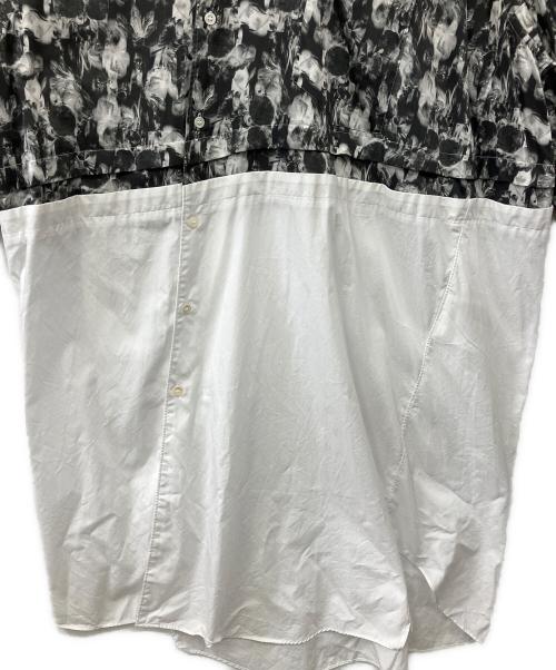 COMME des GARCONS HOMME PLUS（コムデギャルソンオムプリュス）COMME des GARCONS HOMME PLUS (コムデギャルソンオムプリュス) アシンメトリー 再構築 レイヤード ロングシャツ ブラック×ホワイト サイズ:Sの古着・服飾アイテム