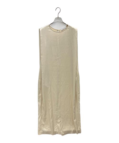 ETRE TOKYO（エトレトウキョウ）ETRE TOKYO (エトレトウキョウ) スリーブレスショルダータックサテンワンピース アイボリー サイズ:Fの古着・服飾アイテム
