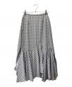 ）の古着「ribbon frill long skirt」｜グレー×ホワイト