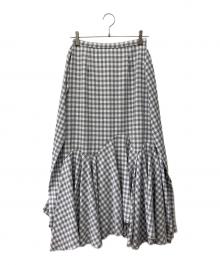Honey mi Honey（ハニーミーハニー）の古着「ribbon frill long skirt」｜グレー×ホワイト