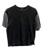 COMME des GARCONS HOMMEコムデギャルソン オム）の古着「袖ストライプ切り替え半袖Tシャツ」｜ブラック×グレー