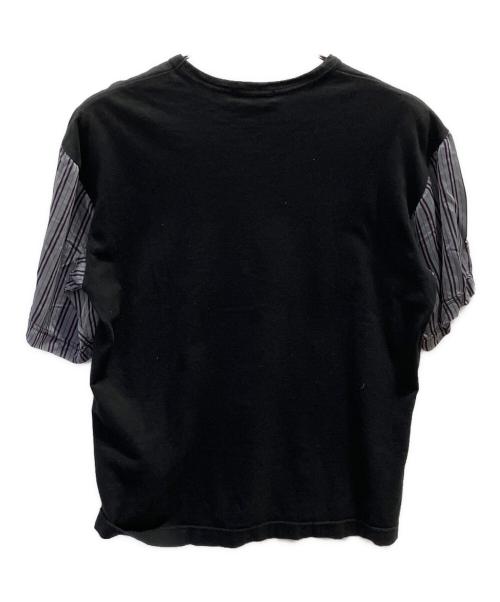 COMME des GARCONS HOMME（コムデギャルソン オム）COMME des GARCONS HOMME (コムデギャルソン オム) 袖ストライプ切り替え半袖Tシャツ ブラック×グレー サイズ:Мの古着・服飾アイテム