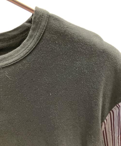 COMME des GARCONS HOMME（コムデギャルソン オム）COMME des GARCONS HOMME (コムデギャルソン オム) 袖ストライプ切り替え半袖Tシャツ ブラック×グレー サイズ:Мの古着・服飾アイテム