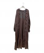 Maison IENAメゾンイエナ）の古着「コットンシルクエンブロイダリーワンピース」｜ブラウン
