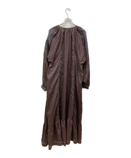 Maison IENA（メゾンイエナ）Maison IENA (メゾンイエナ) コットンシルクエンブロイダリーワンピース ブラウン サイズ:38の古着・服飾アイテム