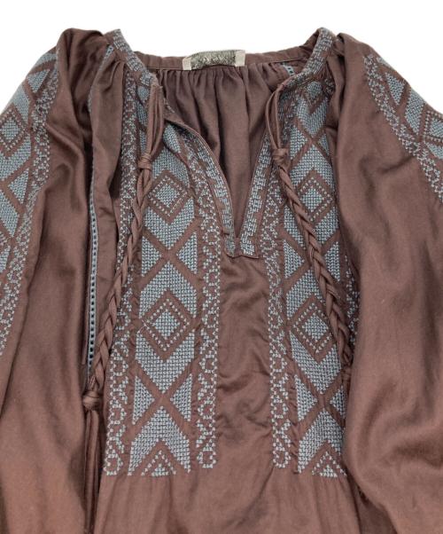 Maison IENA（メゾンイエナ）Maison IENA (メゾンイエナ) コットンシルクエンブロイダリーワンピース ブラウン サイズ:38の古着・服飾アイテム