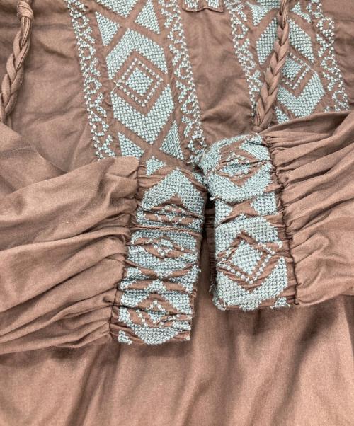 Maison IENA（メゾンイエナ）Maison IENA (メゾンイエナ) コットンシルクエンブロイダリーワンピース ブラウン サイズ:38の古着・服飾アイテム