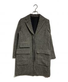MARGARET HOWELL（マーガレットハウエル）の古着「SHADOW HOUNDSTOOTH COAT/「シャドウ・ハウンドトゥース・コート/千鳥格子」｜ブラック