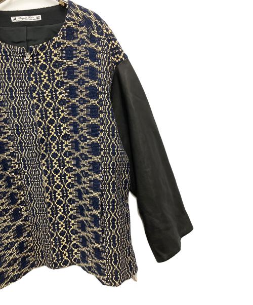 SASQUATCHfabrix.（サスクワッチファブリックス）SASQUATCHfabrix. (サスクワッチファブリックス) 切替レザージャケット ネイビー サイズ:Mediumの古着・服飾アイテム