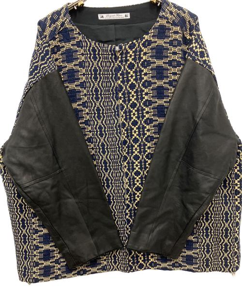 SASQUATCHfabrix.（サスクワッチファブリックス）SASQUATCHfabrix. (サスクワッチファブリックス) 切替レザージャケット ネイビー サイズ:Mediumの古着・服飾アイテム