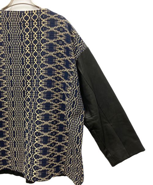 SASQUATCHfabrix.（サスクワッチファブリックス）SASQUATCHfabrix. (サスクワッチファブリックス) 切替レザージャケット ネイビー サイズ:Mediumの古着・服飾アイテム