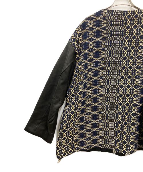 SASQUATCHfabrix.（サスクワッチファブリックス）SASQUATCHfabrix. (サスクワッチファブリックス) 切替レザージャケット ネイビー サイズ:Mediumの古着・服飾アイテム