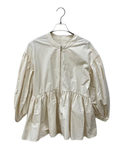 Adam et Rope（アダム エ ロペ）Adam et Rope (アダム エ ロペ) ペプラムジップブラウス ベージュ サイズ:FREEの古着・服飾アイテム