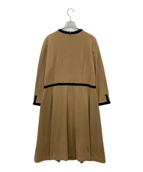 UNTITLED（アンタイトル）UNTITLED (アンタイトル) ウールジャージ 配色ワンピース ブラウン サイズ:3Lの古着・服飾アイテム