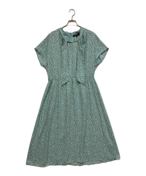 UNTITLED（アンタイトル）UNTITLED (アンタイトル) フェザープリント ボウタイワンピース スカイブルー サイズ:46の古着・服飾アイテム