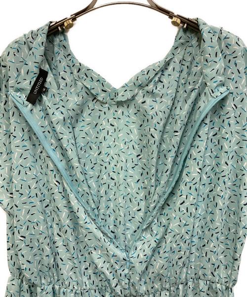 UNTITLED（アンタイトル）UNTITLED (アンタイトル) フェザープリント ボウタイワンピース スカイブルー サイズ:46の古着・服飾アイテム