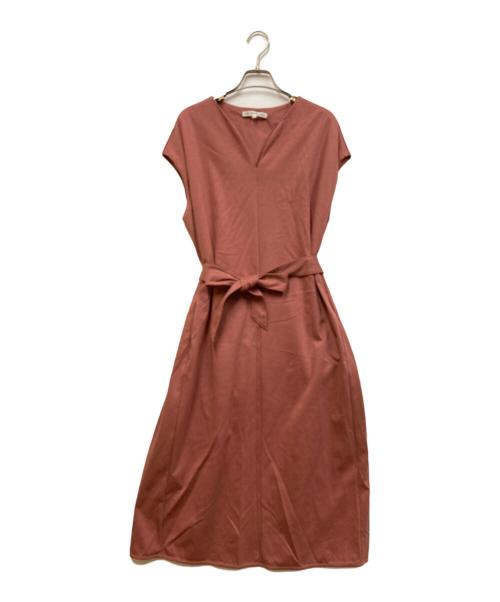 23区（ニジュウサンク）23区 (ニジュウサンク) ロイヤルクールポンチ ベルト付き ワンピース レッド サイズ:46の古着・服飾アイテム