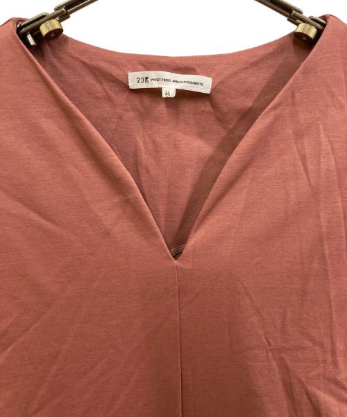 23区（ニジュウサンク）23区 (ニジュウサンク) ロイヤルクールポンチ ベルト付き ワンピース レッド サイズ:46の古着・服飾アイテム