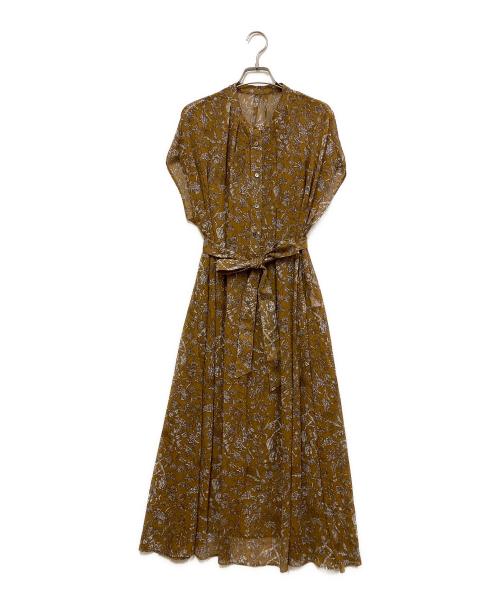 23区（ニジュウサンク）23区 (ニジュウサンク) Rattiフラワープリントワンピース ブラウン サイズ:SIZE 46の古着・服飾アイテム