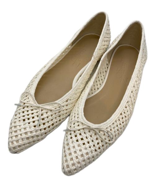 Le Talon（ル タロン）Le Talon (ル タロン) ポインテッドパナマメッシュバレエパンプス アイボリー サイズ:SIZE 25cmの古着・服飾アイテム