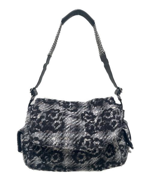CHANEL（シャネル）CHANEL (シャネル) 2.55 カメリアツイード ショルダーバッグ ブラックの古着・服飾アイテム