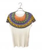 PLEATS PLEASEプリーツプリーズ）の古着「プリントプリーツカットソー」｜ホワイト