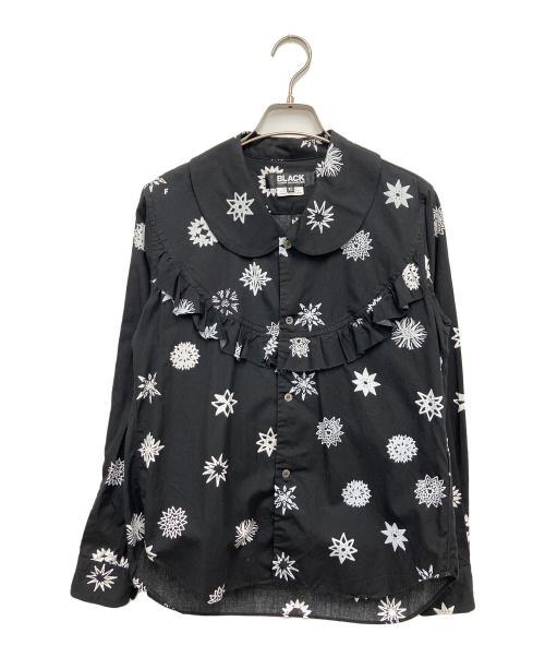 BLACK COMME des GARCONS（ブラックコムデギャルソン）BLACK COMME des GARCONS (ブラックコムデギャルソン) グラフィック ラッフルシャツ ブラック サイズ:XSの古着・服飾アイテム