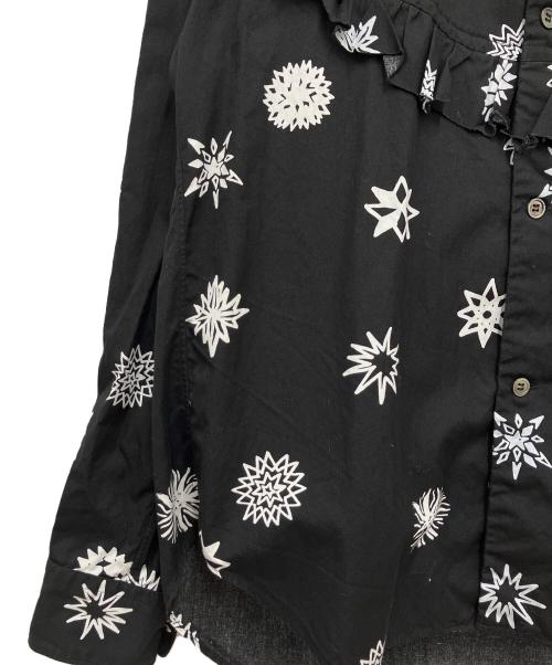 BLACK COMME des GARCONS（ブラックコムデギャルソン）BLACK COMME des GARCONS (ブラックコムデギャルソン) グラフィック ラッフルシャツ ブラック サイズ:XSの古着・服飾アイテム
