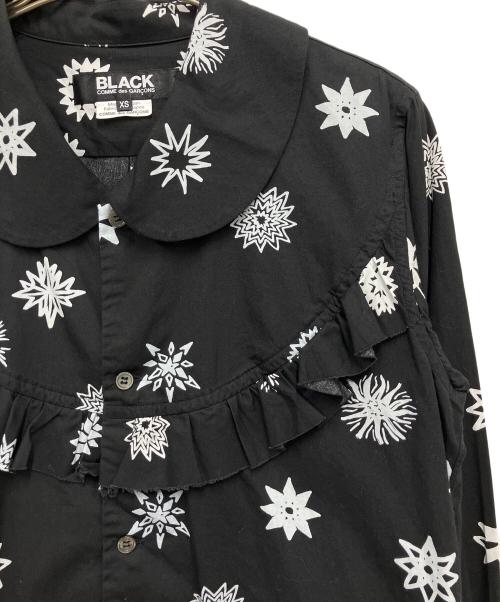 BLACK COMME des GARCONS（ブラックコムデギャルソン）BLACK COMME des GARCONS (ブラックコムデギャルソン) グラフィック ラッフルシャツ ブラック サイズ:XSの古着・服飾アイテム
