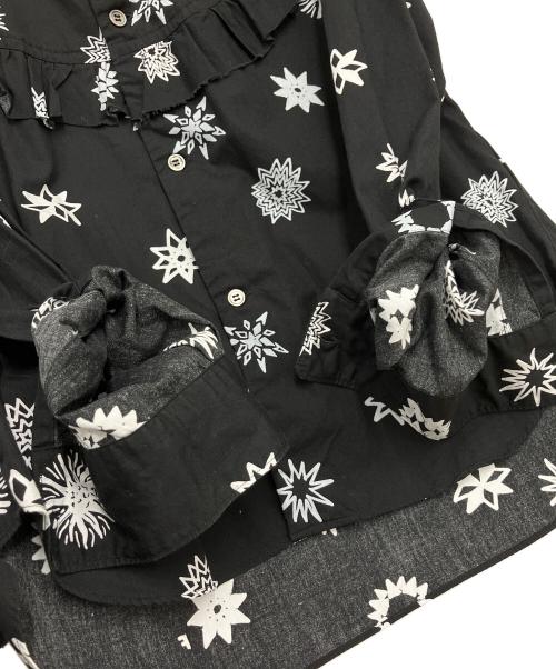 BLACK COMME des GARCONS（ブラックコムデギャルソン）BLACK COMME des GARCONS (ブラックコムデギャルソン) グラフィック ラッフルシャツ ブラック サイズ:XSの古着・服飾アイテム