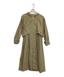 MICA&DEAL（マイカアンドディール）の古着「ウエストギャザーフーデッドロングコート」｜ベージュ