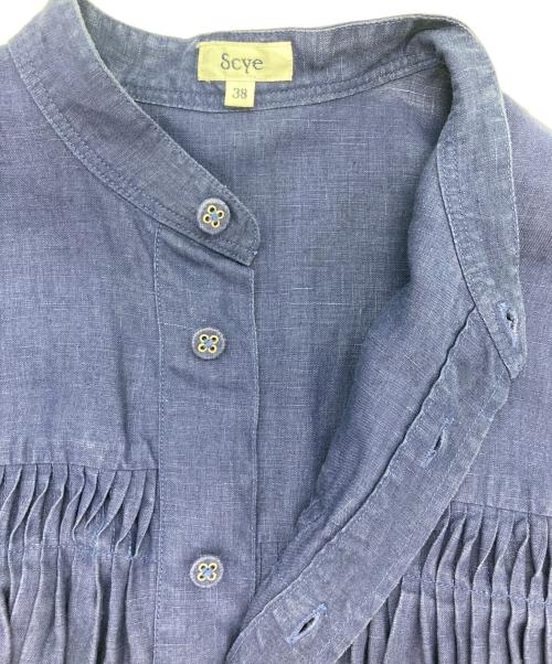 SCYE（サイ）SCYE (サイ) 高密度長袖タックシャツ ネイビー サイズ:38の古着・服飾アイテム