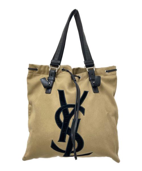 Yves Saint Laurent（イヴサンローラン）Yves Saint Laurent (イヴサンローラン) トートバッグ ベージュ×ブラック サイズ:下記参照の古着・服飾アイテム