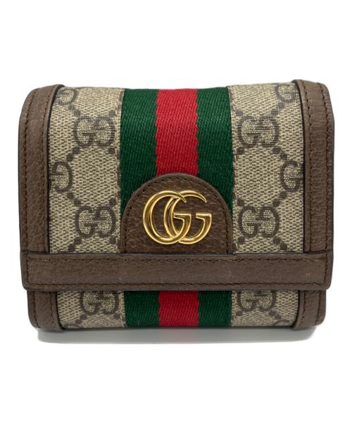 GUCCI（グッチ）GUCCI (グッチ) GGスプリーム 3つ折り財布 ベージュの古着・服飾アイテム