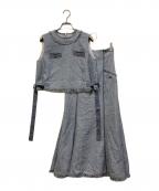 Mystradaマイストラーダ）の古着「ノースリーブブラウス×マーメイドスカート セットアップ」｜スカイブルー