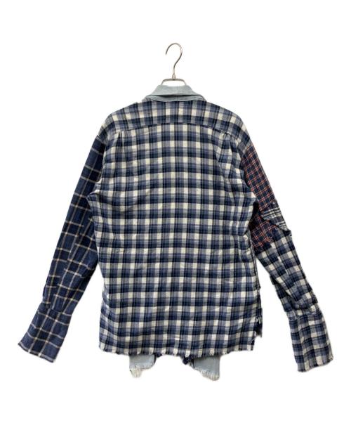 GREG LAUREN（グレッグローレン）GREG LAUREN (グレッグローレン) KIMONO SHIRT ブルー×レッド サイズ:1の古着・服飾アイテム