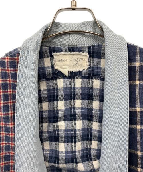 GREG LAUREN（グレッグローレン）GREG LAUREN (グレッグローレン) KIMONO SHIRT ブルー×レッド サイズ:1の古着・服飾アイテム