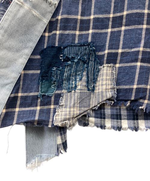 GREG LAUREN（グレッグローレン）GREG LAUREN (グレッグローレン) KIMONO SHIRT ブルー×レッド サイズ:1の古着・服飾アイテム