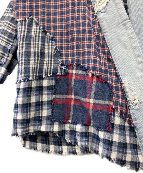 GREG LAUREN（グレッグローレン）GREG LAUREN (グレッグローレン) KIMONO SHIRT ブルー×レッド サイズ:1の古着・服飾アイテム
