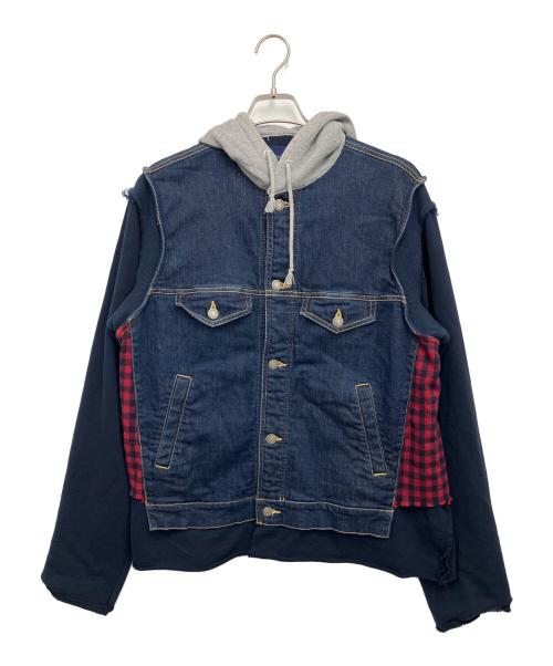 JohnUNDERCOVER（ジョンアンダーカバー）JohnUNDERCOVER (ジョンアンダーカバー)  デニムジャケット ネイビー×レッド サイズ:3の古着・服飾アイテム
