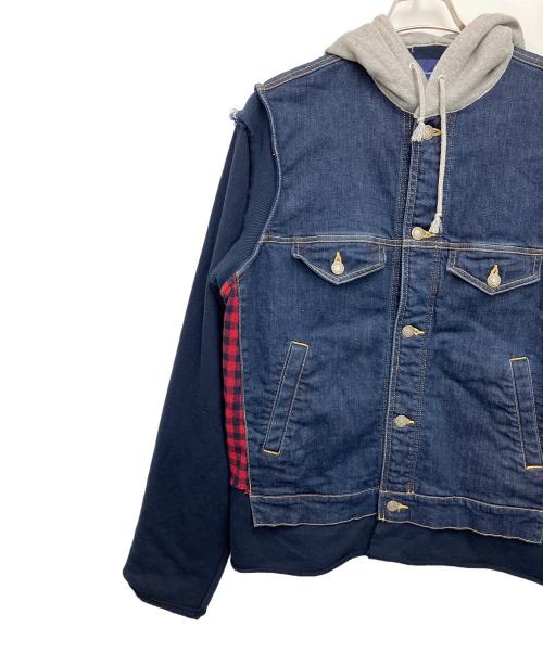 JohnUNDERCOVER（ジョンアンダーカバー）JohnUNDERCOVER (ジョンアンダーカバー)  デニムジャケット ネイビー×レッド サイズ:3の古着・服飾アイテム
