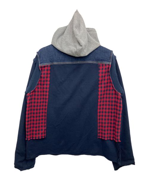 JohnUNDERCOVER（ジョンアンダーカバー）JohnUNDERCOVER (ジョンアンダーカバー)  デニムジャケット ネイビー×レッド サイズ:3の古着・服飾アイテム