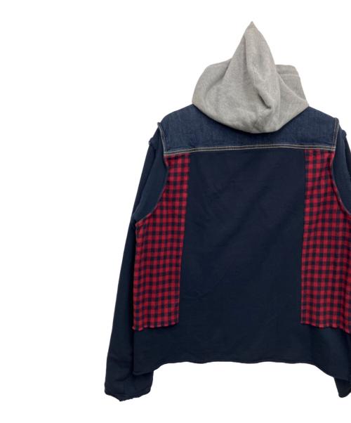JohnUNDERCOVER（ジョンアンダーカバー）JohnUNDERCOVER (ジョンアンダーカバー)  デニムジャケット ネイビー×レッド サイズ:3の古着・服飾アイテム
